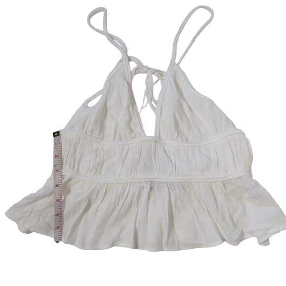 NWT Zara White Sleeveless Tank Top Strappy Tie Back Flare SZ M - Picture 7 of 11